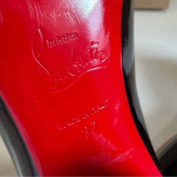 Christian Louboutin Miss Sabina 85mm block-heel Patent Leathe Pumps Navy
